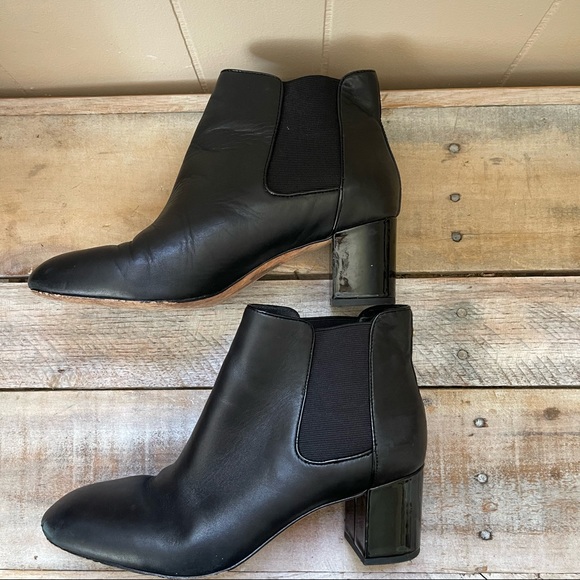 Kate Spade New York Leah Chelsea Block Heel Black Leather Ankle Booties Boots - Picture 4 of 12